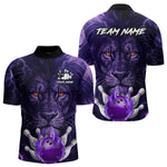 Blisscorners Purple Lightning thunder Flame Lion Bowling Polo, 1/4 Zip shirts for Men Custom bowling team jerseys LM3006