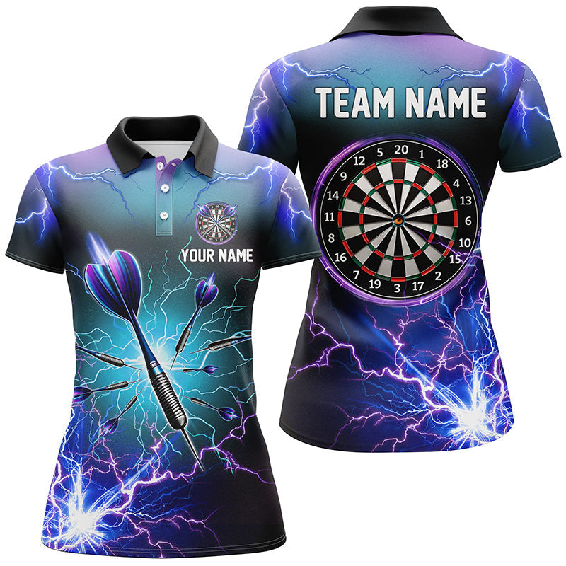 Blisscorners Blue & Purple Thunder Lightning Darts Jerseys Polo Shirt, Custom Dart Shirts For Men & Women LM103