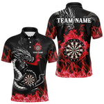Maxxcorners Personalized Red Flaming Dragon Dart Shirts For Men Custom Darts Team Jerseys Polo & Quarter Zip MT0307