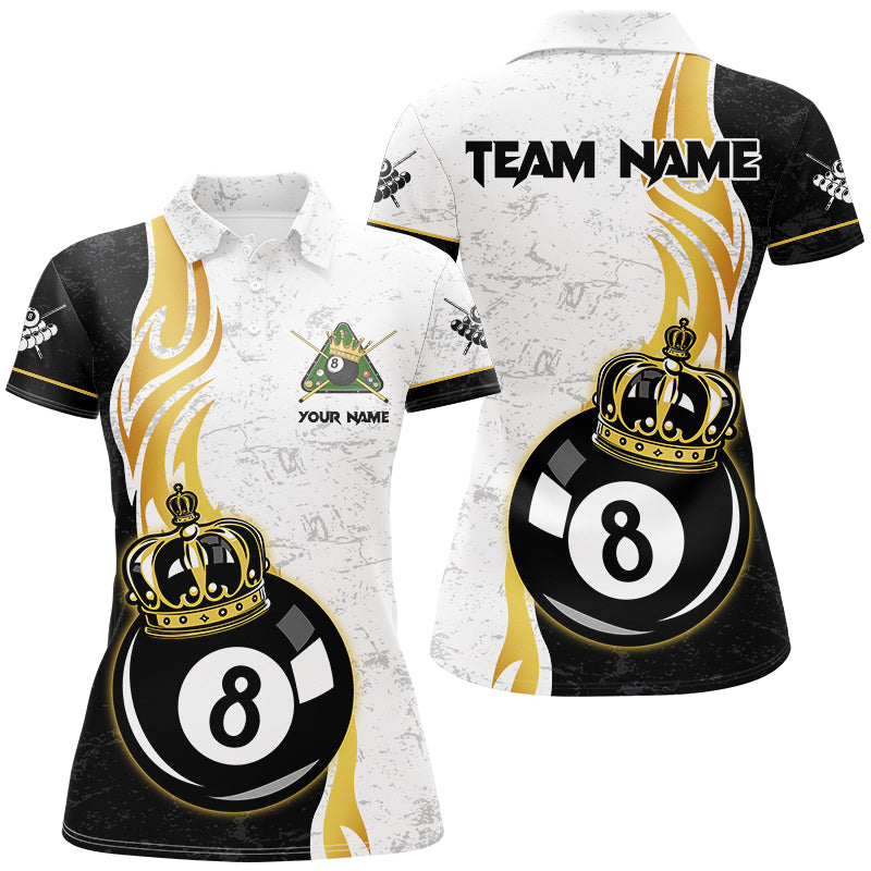Blisscorners Personalized 8 Ball Pool Crown Billiard Shirts For Women Custom Pool Jerseys Billiard Team Shirts
