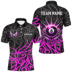 Blisscorners Purple 8 Ball Pool Wings Swirl Pattern Custom Billiard Shirts For Men Unique Billiard Jerseys