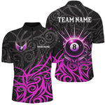 Blisscorners Purple 8 Ball Pool Wings Swirl Pattern Custom Billiard Shirts For Men Unique Billiard Jerseys