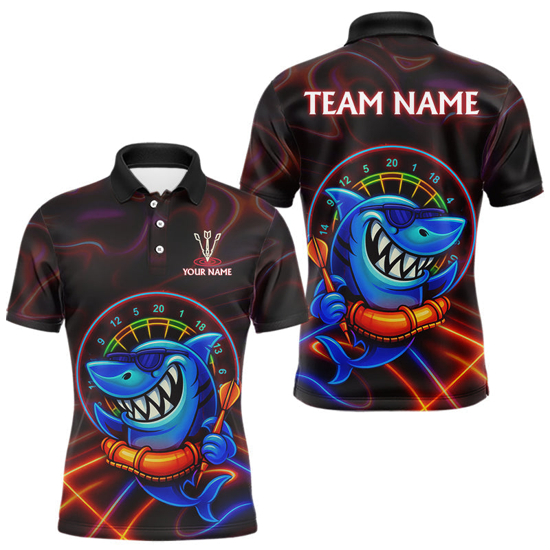 Maxxcorners Personalized Neon Funny Shark Darts Shirt For Men Custom Darts Team Jersey Outfit, Darts Gifts MT0307