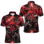 Blisscorners Personalized Red Grim Reaper Custom Thunder Lightning Men Dart Shirts, 3D Darts Team Jerseys