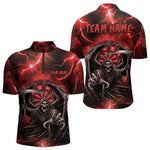 Blisscorners Personalized Red Grim Reaper Custom Thunder Lightning Men Dart Shirts, 3D Darts Team Jerseys