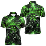 Blisscorners Personalized Green Grim Reaper Custom Thunder Lightning Men Dart Shirts, 3D Darts Team Jerseys