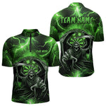 Blisscorners Personalized Green Grim Reaper Custom Thunder Lightning Men Dart Shirts, 3D Darts Team Jerseys