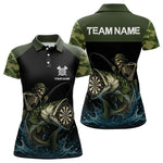 Blisscorners Funny Green Camo Skeleton Fishing Dart Shirt With Pocket Custom Men'sJersey