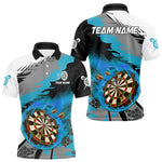 Blisscorners Blue Dartboard Fire Flame Paint Splash Dart Shirt Polo & 1/4 Zip For Men Custom Dart Team Jersey MT1706