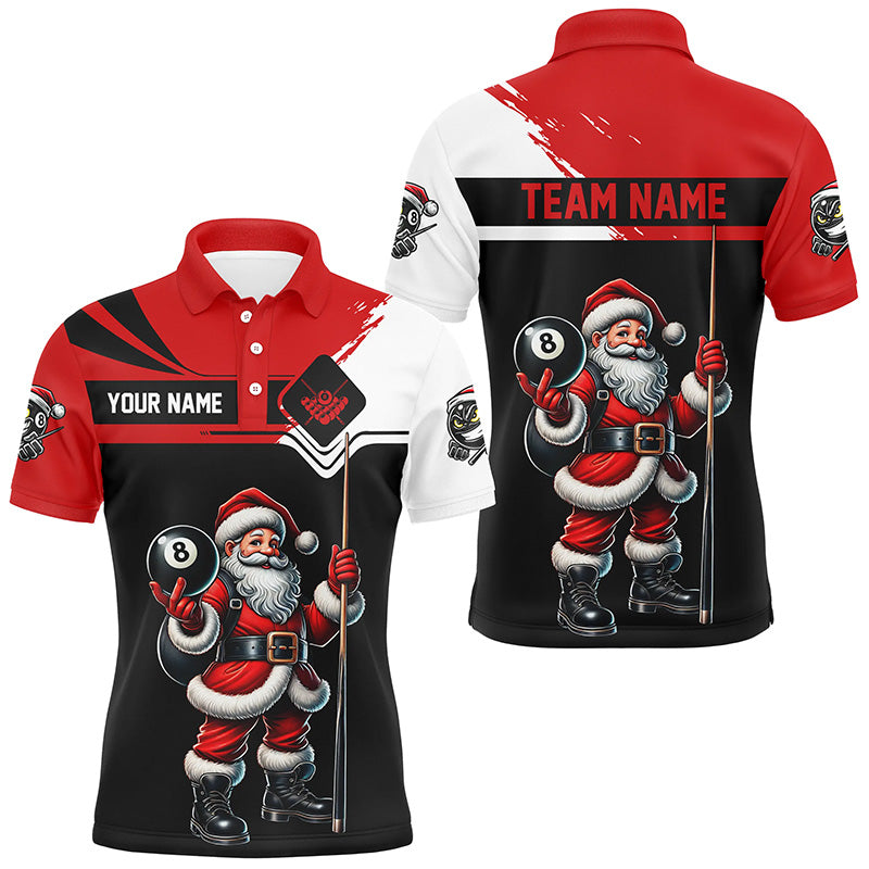 Blisscorners Black And Red Santa Christmas Billiard Shirts For Men Custom Funny Xmas Billiard Jerseys Outfit