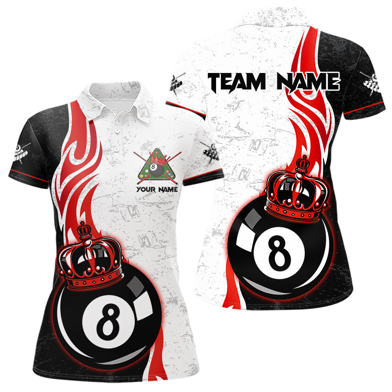 Blisscorners Personalized 8 Ball Pool Crown Billiard Shirt For Men Custom Pool Jersey Billiard Team Shirt |Red MT1706