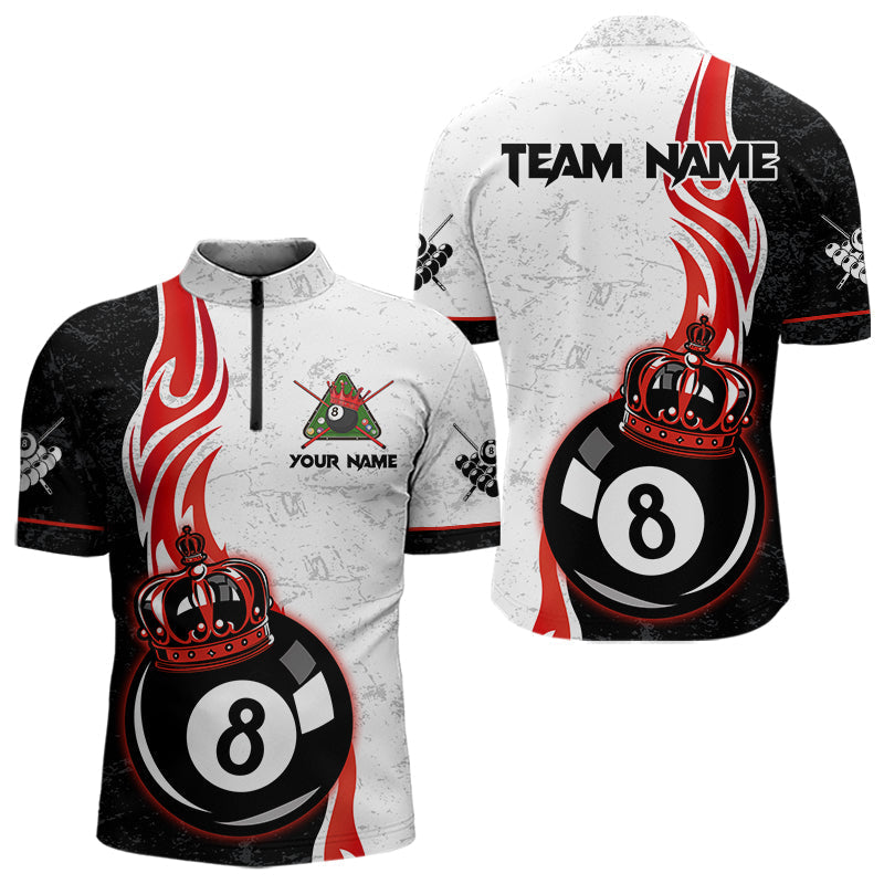 Blisscorners Personalized 8 Ball Pool Crown Billiard Shirt For Men Custom Pool Jersey Billiard Team Shirt |Red MT1706