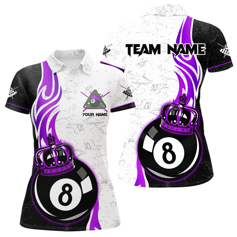 Blisscorners 8 Ball Pool Crown Billiard Shirt For Men Custom Pool Jersey Billiard Team Shirt |Purple MT1706