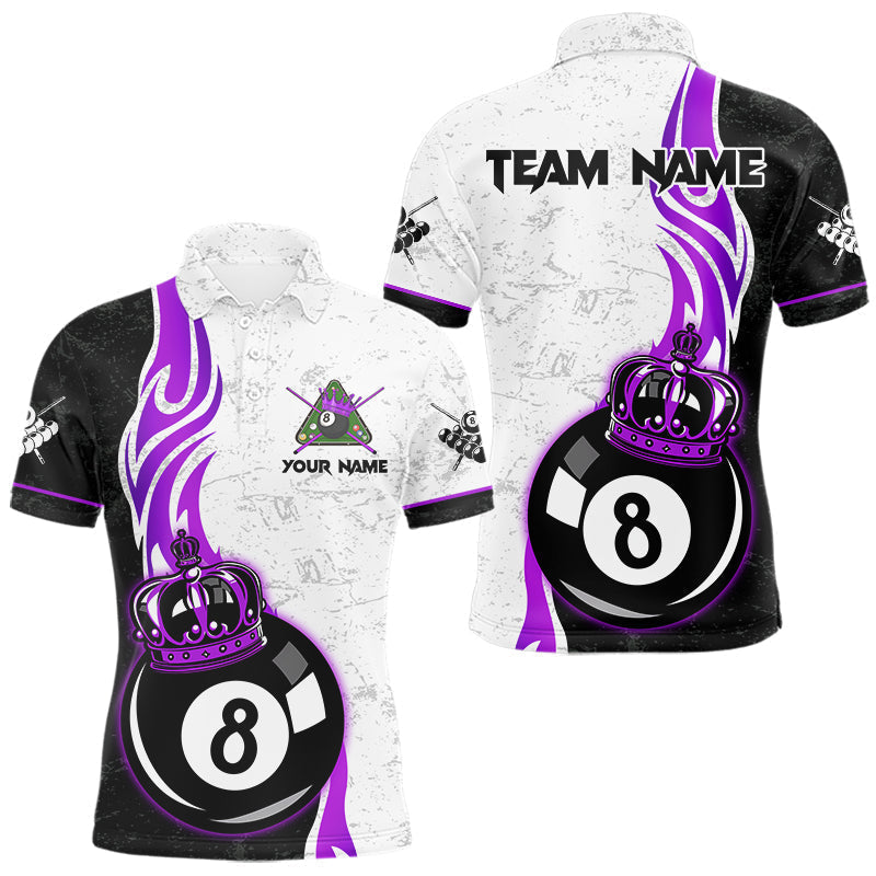 Blisscorners 8 Ball Pool Crown Billiard Shirt For Men Custom Pool Jersey Billiard Team Shirt |Purple MT1706