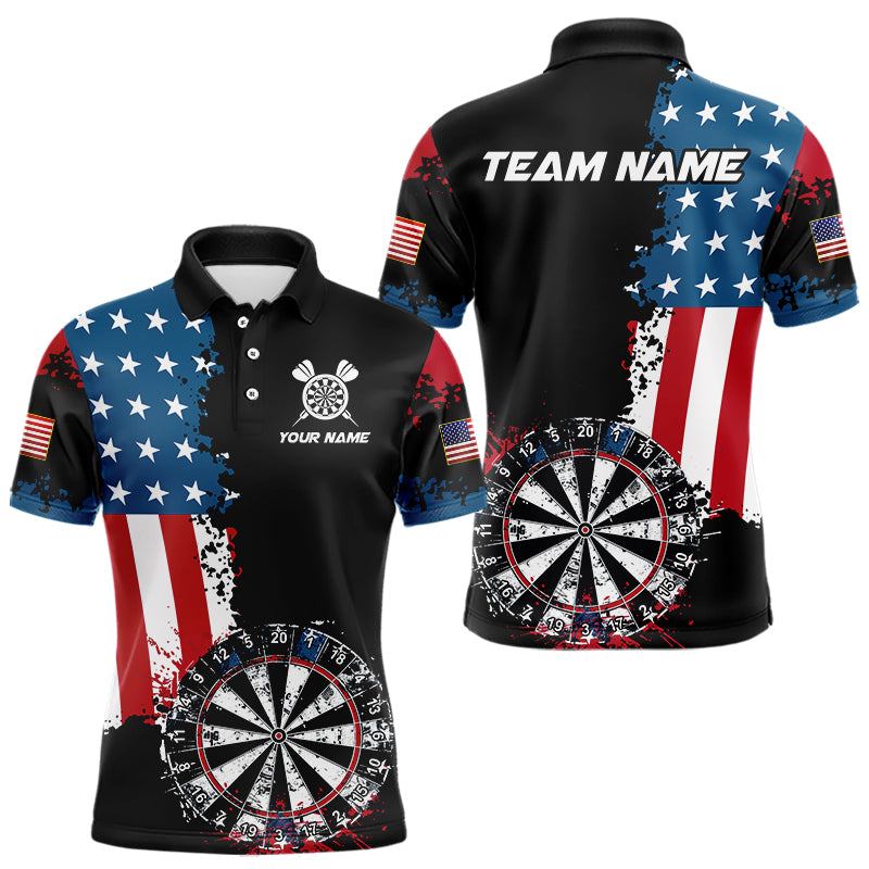 Blisscorners Personalized Grunge Dartboard American Flag Darts Shirts For Men, Patriotic Us Flag Dart Jerseys LM0803