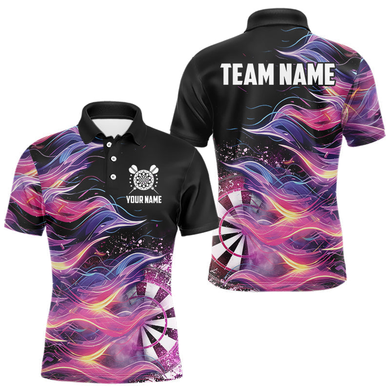 Blisscorners Funny Pink Flame Dart Shirt With Pocket For Men Custom Fire Dart Team Jersey MT1007