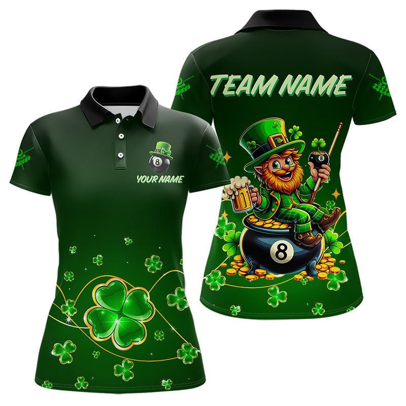 Blisscorners Personalized Funny Green Luckiest Shamrock Men Billiard Shirt Custom St Patrick Day Billiard Jersey