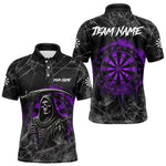 Blisscorners Black And Purple Smoke Grim Reaper Funny Dart Shirts For Men Custom Dart Jerseys, Darts Clothing