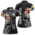 Blisscorners Personalized Grunge Skull Billiard Shirt For Men Custom Patriotic American Flag Pool Team Jerseys LM2206