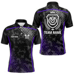 Blisscorners Black Purple Camo Darts Shirt With Pocket For Men Custom Darts Team Jersey LM1307