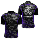 Blisscorners Black Purple Camo Darts Shirt With Pocket For Men Custom Darts Team Jersey LM1307