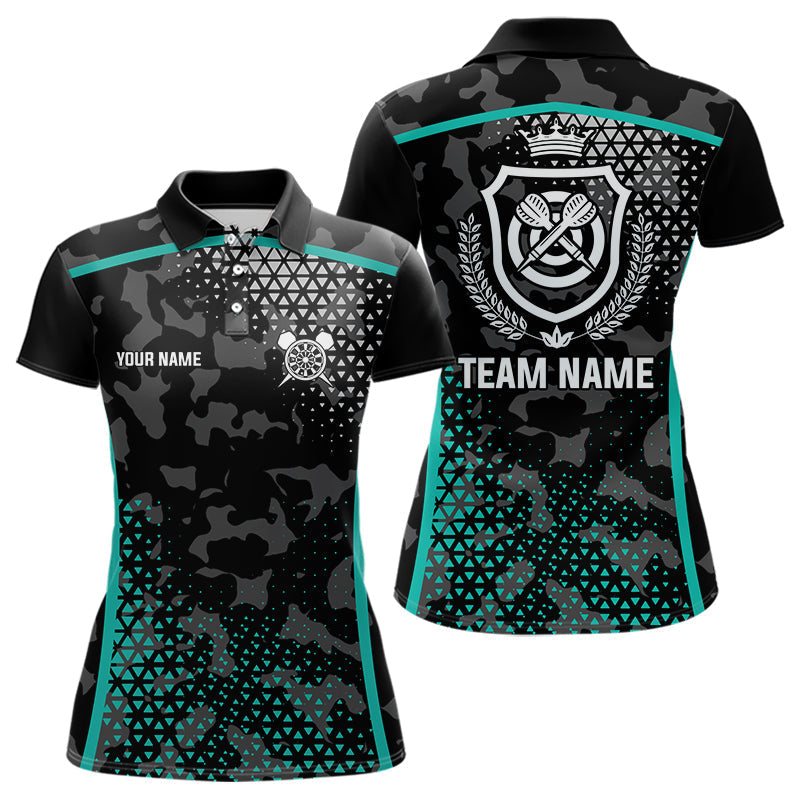 Blisscorners Black Turquoise Camo Dart Shirt With Pocket For Men Custom Dart Team Jersey LM1307