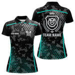 Blisscorners Black Turquoise Camo Dart Shirt With Pocket For Men Custom Dart Team Jersey LM1307