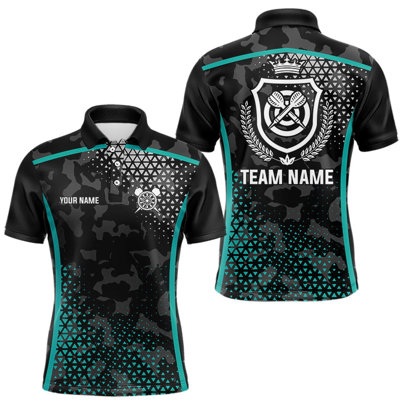 Blisscorners Black Turquoise Camo Dart Shirt With Pocket For Men Custom Dart Team Jersey LM1307