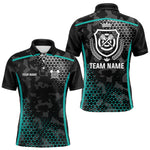 Blisscorners Black Turquoise Camo Dart Shirt With Pocket For Men Custom Dart Team Jersey LM1307