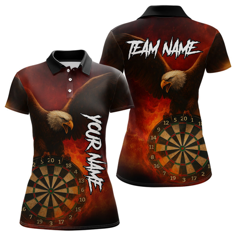 Blisscorners Personalized Fire Flame Eagle Dart Shirts For Men Custom Darts Team Jersey Polo & Quarter Zip  LM2206