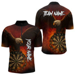 Blisscorners Personalized Fire Flame Eagle Dart Shirts For Men Custom Darts Team Jersey Polo & Quarter ZipLM2206
