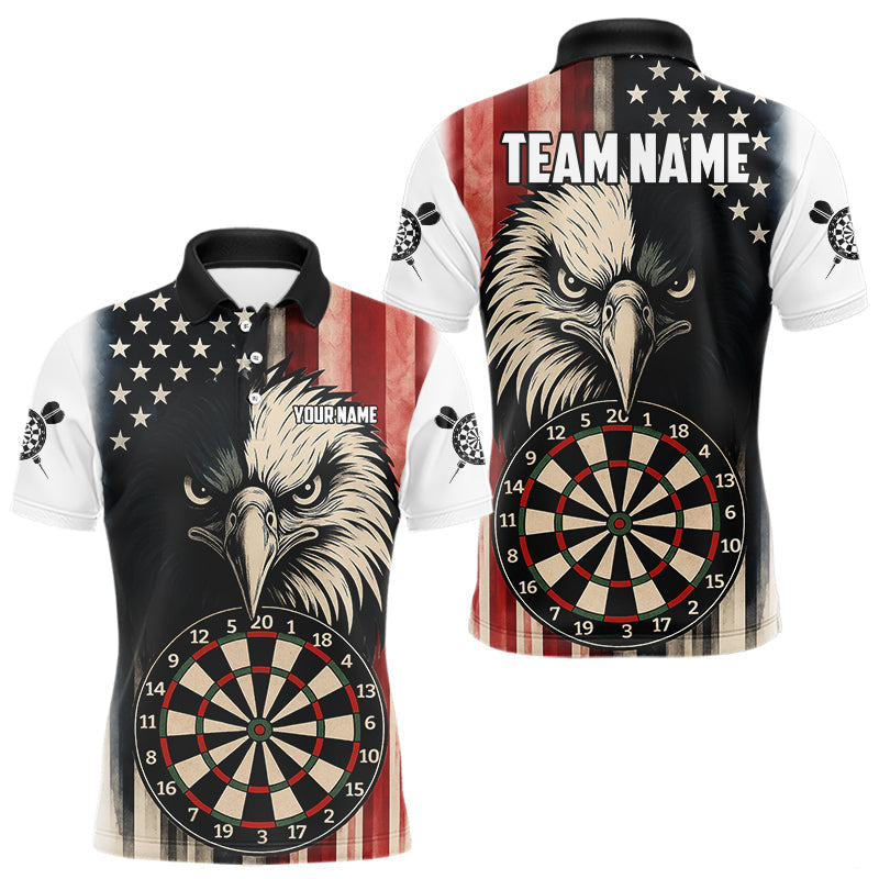 Blisscorners Personalized Vintage American Flag Eagle Darts Shirt For Men Custom Patriotic Darts Team Jerseys LM2206