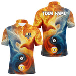 Blisscorners Personalized Water Fire Phoenix Yin Yang 8&9 Ball Billiard Shirt For Men, Billiard Team Jerseys LM1307