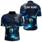 Blisscorners Blue 8 Ball Pool Thunder Lightning Billiard Shirt For Men Custom Billiard League Team JerseysLM1307