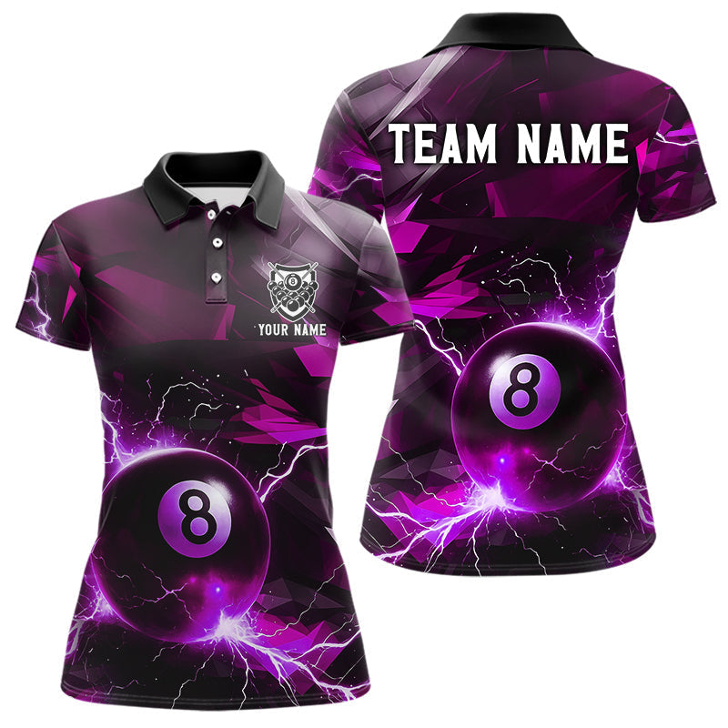 Blisscorners Purple 8 Ball Pool Thunder Lightning Billiard Shirt For Men Custom Billiard League Team Jerseys LM1307