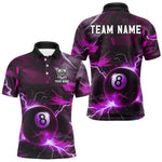 Blisscorners Purple 8 Ball Pool Thunder Lightning Billiard Shirt For Men Custom Billiard League Team Jerseys LM1307