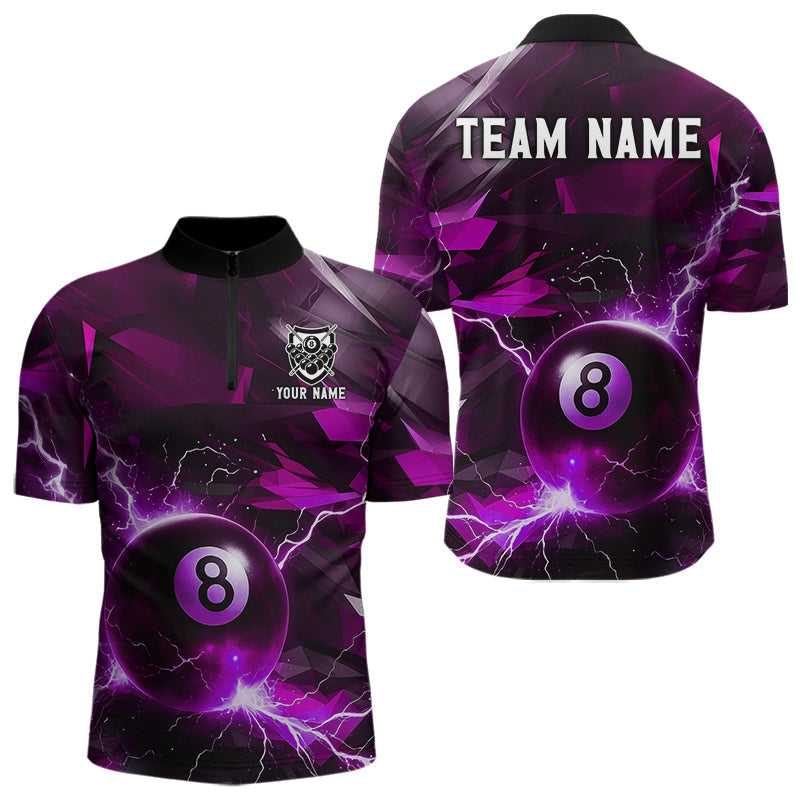 Blisscorners Purple 8 Ball Pool Thunder Lightning Billiard Shirt For Men Custom Billiard League Team Jerseys LM1307
