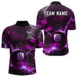 Blisscorners Purple 8 Ball Pool Thunder Lightning Billiard Shirt For Men Custom Billiard League Team Jerseys LM1307