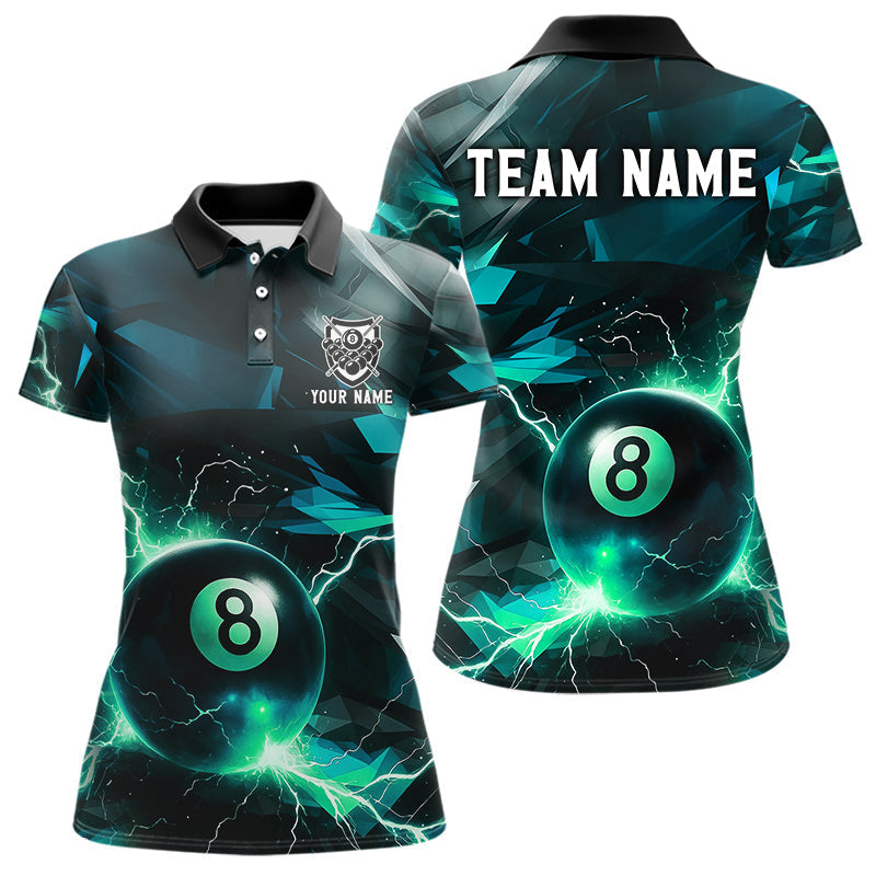 Blisscorners Turquoise 8 Ball Pool Thunder Lightning Billiard Shirt For Men Custom Billiard League Team Jerseys LM1307