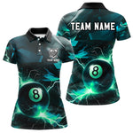 Blisscorners Turquoise 8 Ball Pool Thunder Lightning Billiard Shirt For Men Custom Billiard League Team Jerseys LM1307