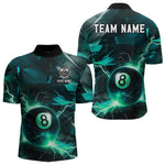 Blisscorners Turquoise 8 Ball Pool Thunder Lightning Billiard Shirt For Men Custom Billiard League Team Jerseys LM1307