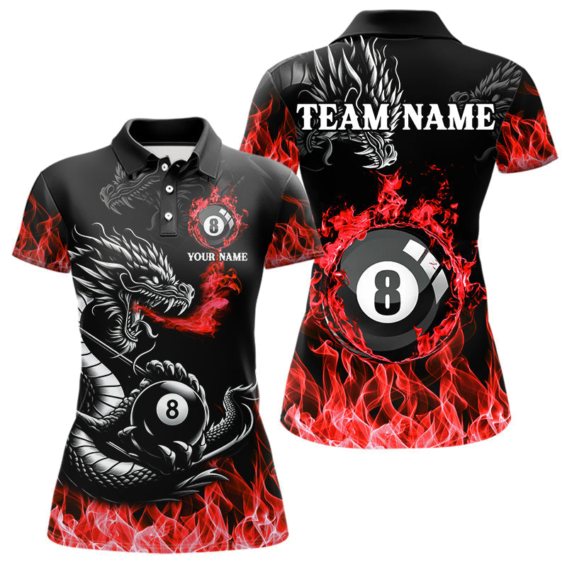 Blisscorners Personalized Red Flaming Dragon 8 Ball Billiard Shirts For Men Custom Team League Billiard Jerseys  LM2206