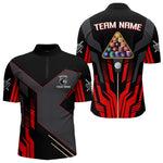 Blisscorners Personalized Red Black 8 Ball Pool Shirt For Men Custom Billiard League Team Jersey Polo & 1/4 Zip MT2306