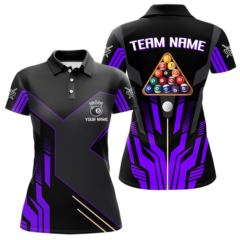 Blisscorners Personalized Purple Black 8 Ball Pool Shirt For Men, Billiard League Team Jersey Polo & 1/4 Zip MT2306