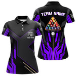 Blisscorners Personalized Purple Black 8 Ball Pool Shirt For Men, Billiard League Team Jersey Polo & 1/4 Zip MT2306
