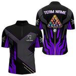 Blisscorners Personalized Purple Black 8 Ball Pool Shirt For Men, Billiard League Team Jersey Polo & 1/4 Zip MT2306