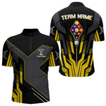 Blisscorners Personalized Yellow Black 9 Ball Pool Shirt For Men, Billiard League Team Jersey Polo & 1/4 Zip MT2306