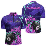 Blisscorners Personalized 8 Ball Billiard Shirt For Men | Neon Purple, Pink & Teal Paint Funny Pool Team Jersey MT2306