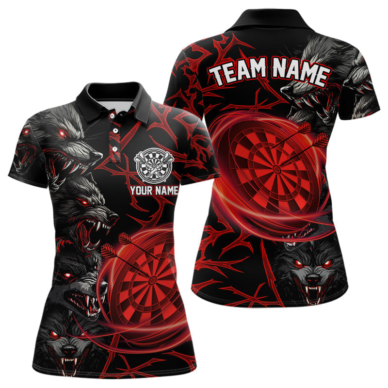 Blisscorners Personalized Wolf Dart Shirts For Men&Women Custom Lights Dartboard Darts Team Jerseys |Red