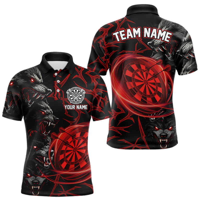 Blisscorners Personalized Wolf Dart Shirts For Men&Women Custom Lights Dartboard Darts Team Jerseys |Red